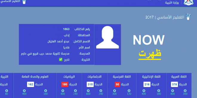 نتائج الصف التاسع في سوريا 2022