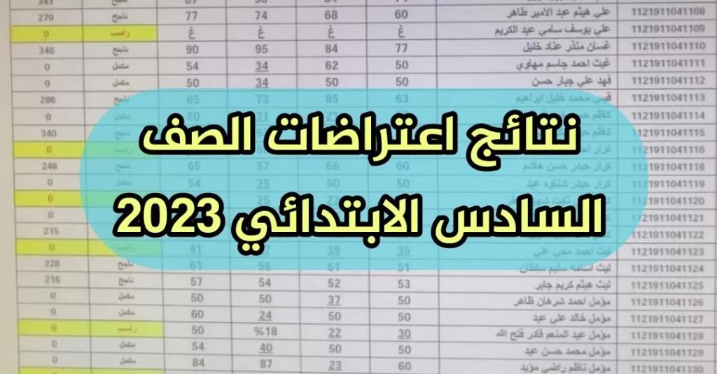 متى نتائج اعتراضات السادس الابتدائي