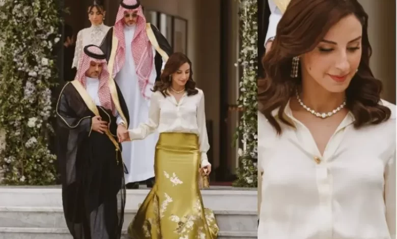 اطلالة سلا المنديل في حفل زفاف ولي العهد