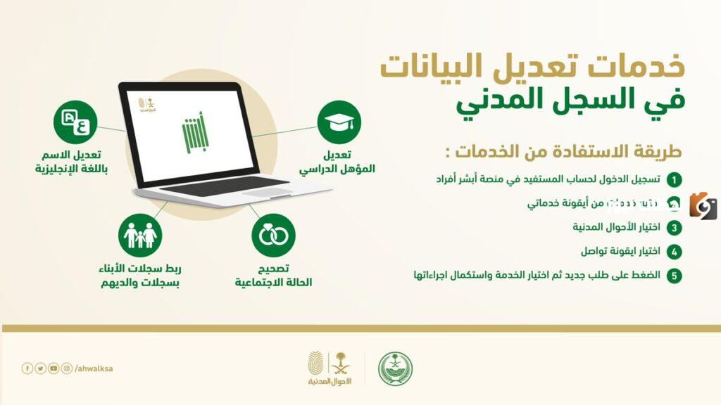 تعديل المؤهل الدراسي عبر بوابة أبشر الأحوال المدنية السعودية