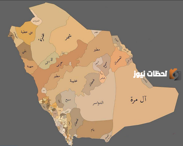 خريطة توزيع القبائل السعودية كاملة