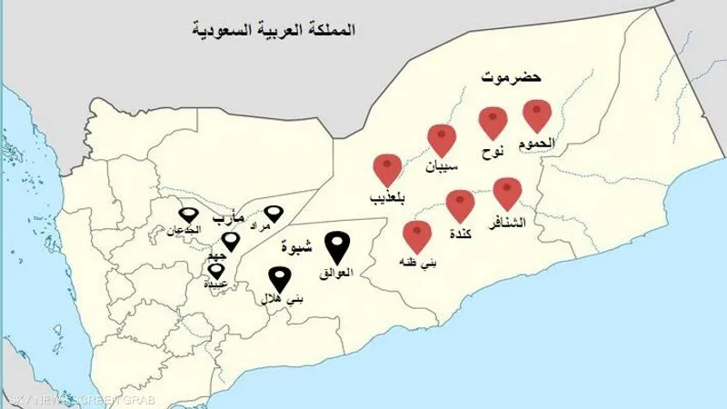 خريطة توزيع القبائل في اليمن