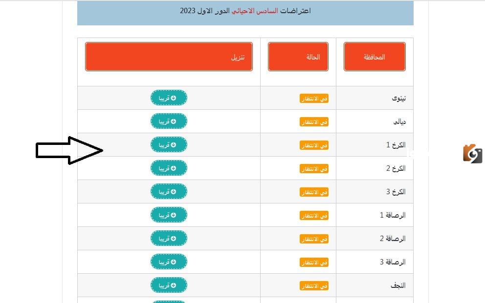 نتائج اعتراضات السادس الاعدادي 2023