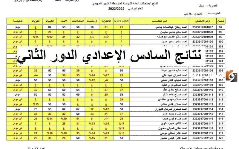 نتائج السادس الاعدادي الدور الثاني