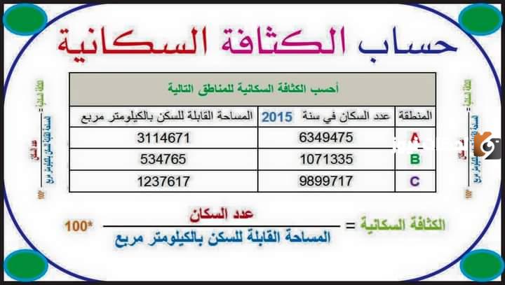 قانون حساب الكثافة السكانية