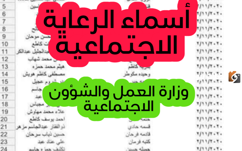 قائمة بأسماء المشمولين في الرعاية الاجتماعية بالعراق 