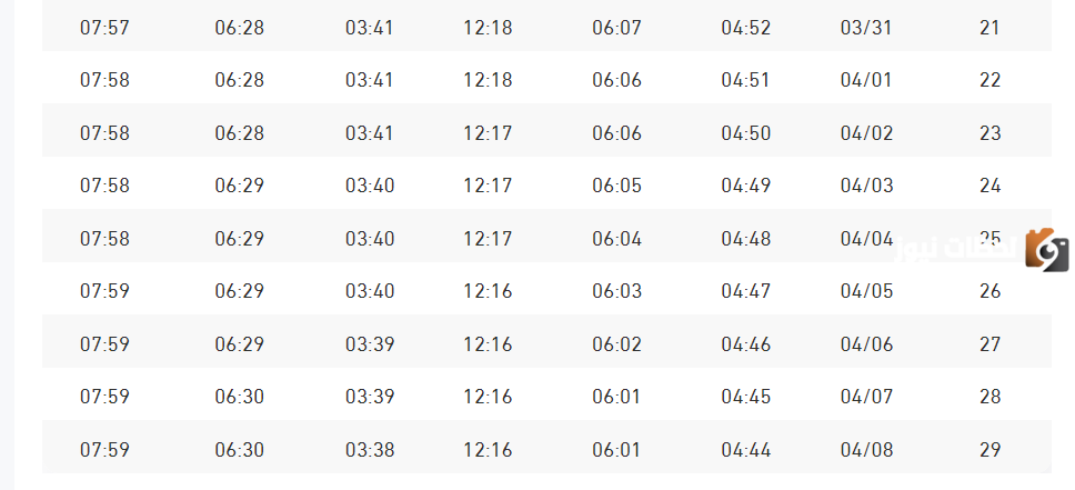اوقات الصلاة في رمضان