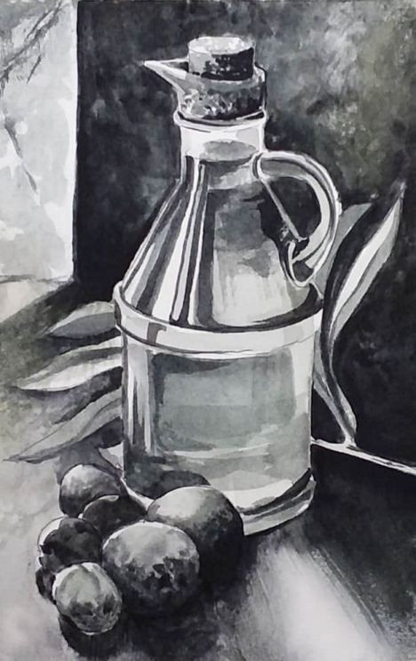 خطوات رسم الطبيعة الصامتة والتظليل بالقلم الرصاص