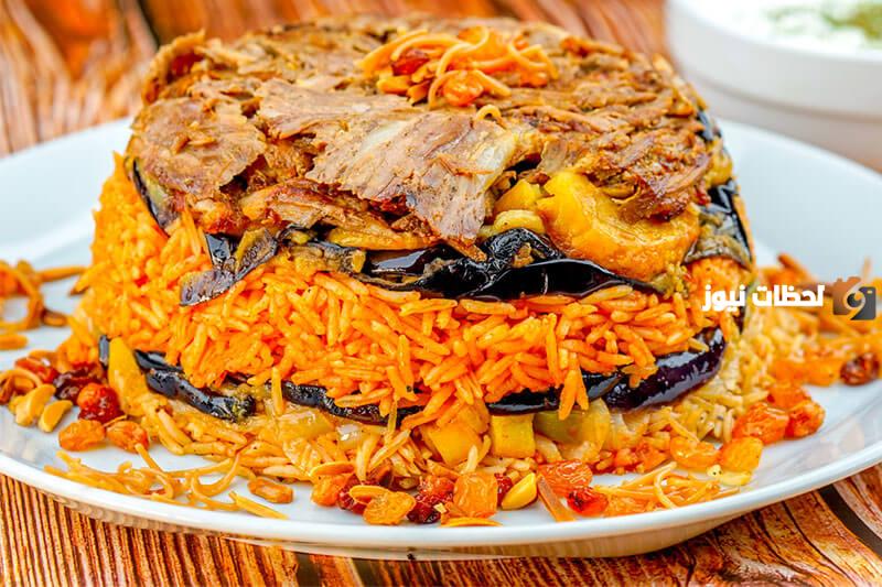 طريقة عمل المقلوبة باللحمة والأرز البسمتي