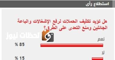 85٪ من القراء يدعمون زيادة الحملات لإزالة الإشغالات ومنع التعدي على الطرق.