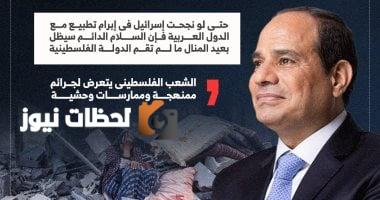 الرئيس السيسي: تحقيق السلام مستحيل دون دولة فلسطينية، حتى مع تطبيع إسرائيل مع العرب (إنفوجراف)