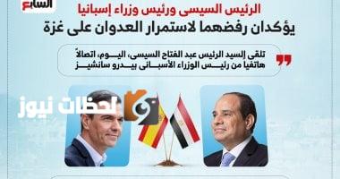 الرئيس السيسي ورئيس وزراء إسبانيا يدعوان لوقف الهجوم على غزة.. إنفوجراف