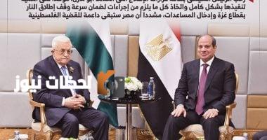 الرئيس السيسي يشدد على دعم مصر التام للقضية الفلسطينية.. إنفوجراف