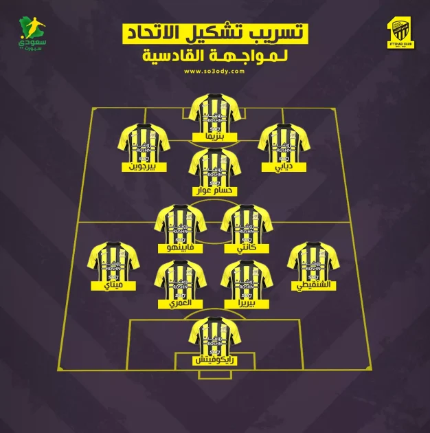 تشكيلة الاتحاد أمام القادسية في نهائي كأس الملك تتسرب