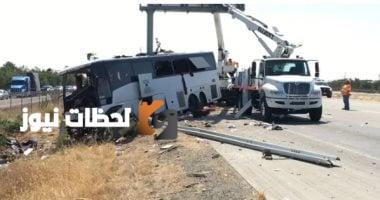 وفاة شخص وإصابة 32 آخرين في حادث تحطم حافلة سياحية بولاية كاليفورنيا الأمريكية.